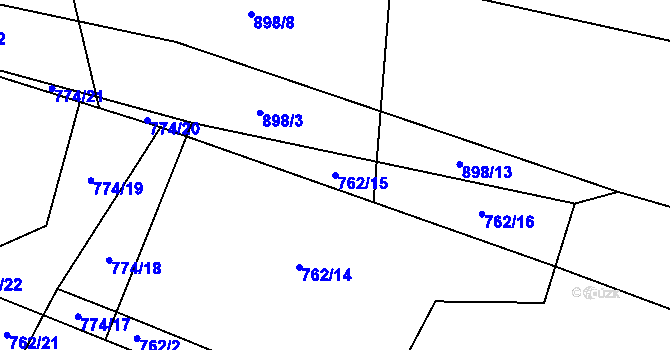 Parcela st. 762/15 v KÚ Jasenná na Moravě, Katastrální mapa
