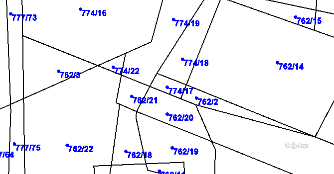 Parcela st. 774/17 v KÚ Jasenná na Moravě, Katastrální mapa