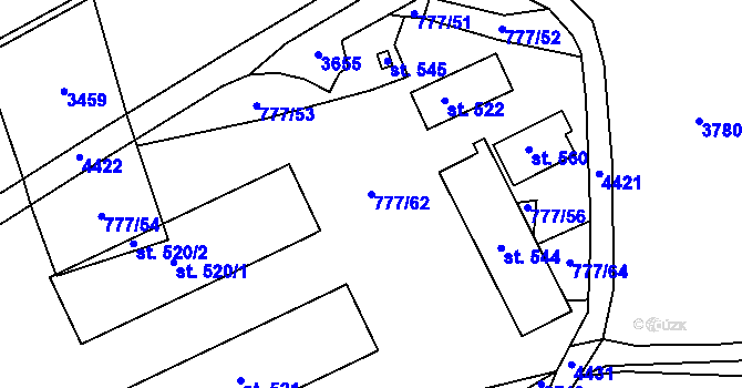 Parcela st. 777/62 v KÚ Jasenná na Moravě, Katastrální mapa