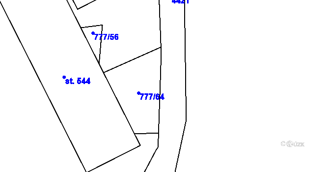 Parcela st. 777/75 v KÚ Jasenná na Moravě, Katastrální mapa