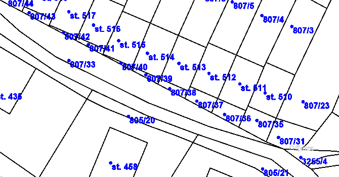 Parcela st. 807/38 v KÚ Jasenná na Moravě, Katastrální mapa