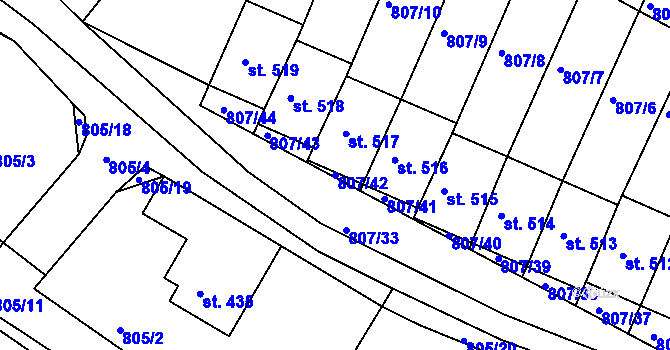 Parcela st. 807/42 v KÚ Jasenná na Moravě, Katastrální mapa