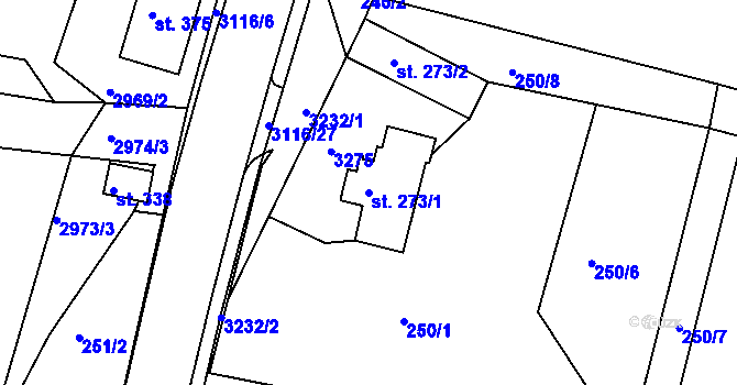 Parcela st. 273/1 v KÚ Jasenná na Moravě, Katastrální mapa