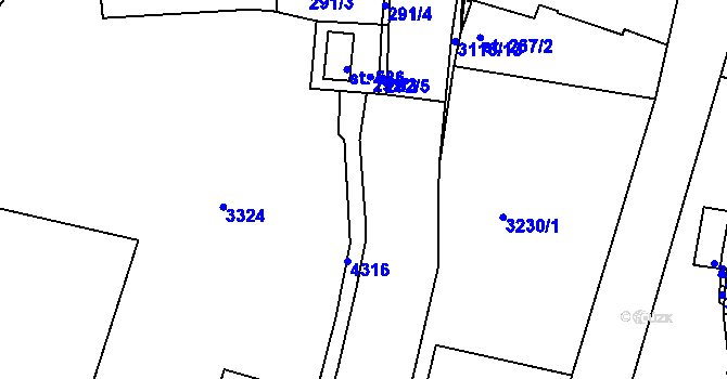 Parcela st. 292/4 v KÚ Jasenná na Moravě, Katastrální mapa