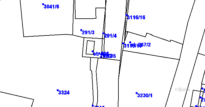 Parcela st. 292/5 v KÚ Jasenná na Moravě, Katastrální mapa