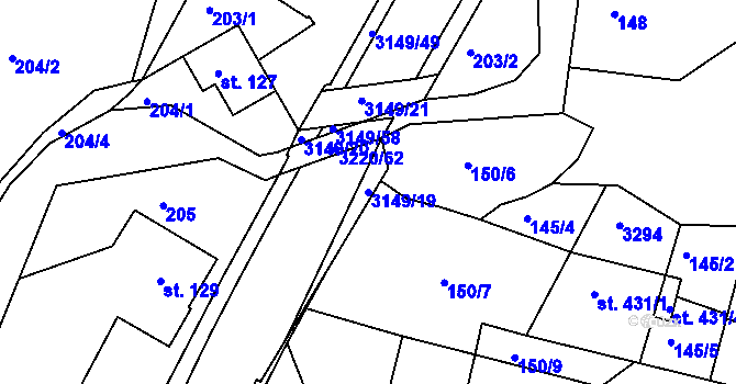 Parcela st. 3149/19 v KÚ Jasenná na Moravě, Katastrální mapa