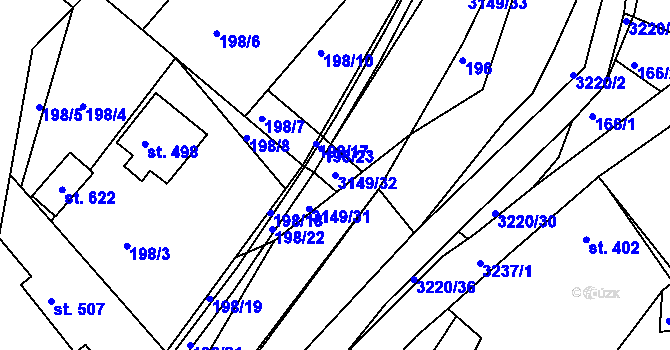 Parcela st. 3149/32 v KÚ Jasenná na Moravě, Katastrální mapa