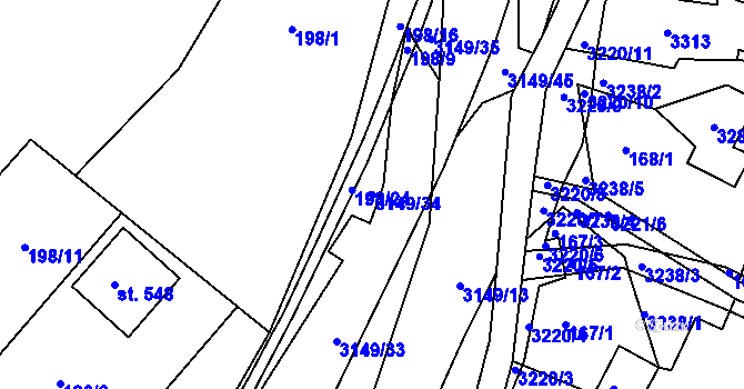 Parcela st. 3149/34 v KÚ Jasenná na Moravě, Katastrální mapa