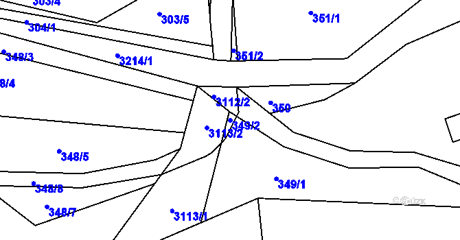 Parcela st. 349/2 v KÚ Jasenná na Moravě, Katastrální mapa