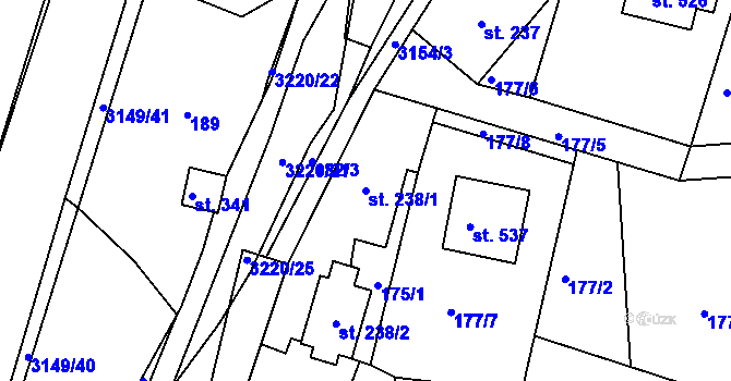 Parcela st. 238/1 v KÚ Jasenná na Moravě, Katastrální mapa