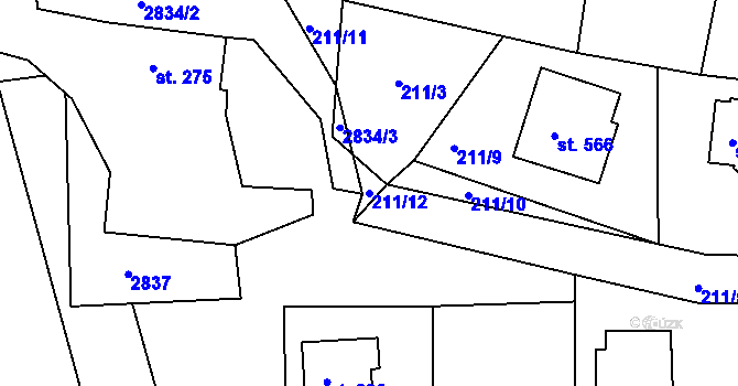 Parcela st. 211/12 v KÚ Jasenná na Moravě, Katastrální mapa