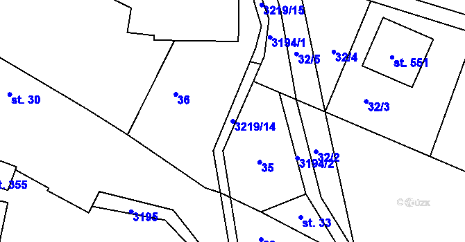 Parcela st. 3219/14 v KÚ Jasenná na Moravě, Katastrální mapa
