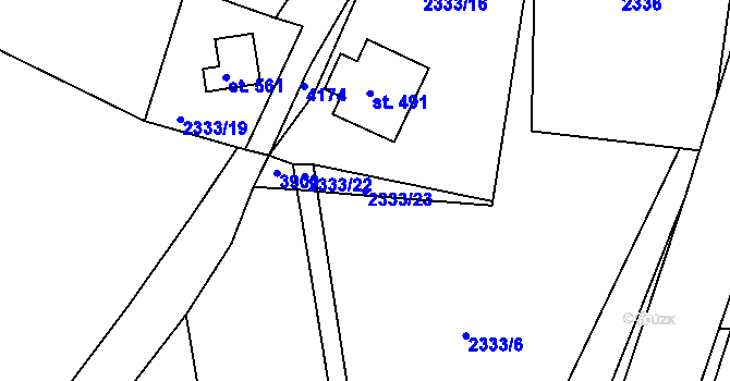 Parcela st. 2333/23 v KÚ Jasenná na Moravě, Katastrální mapa