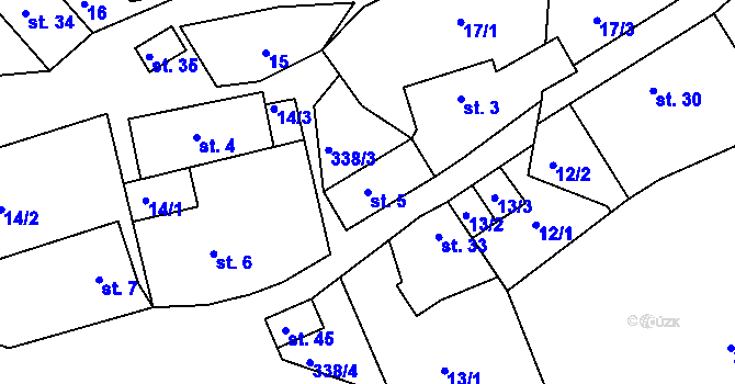 Parcela st. 5 v KÚ Jasinov, Katastrální mapa