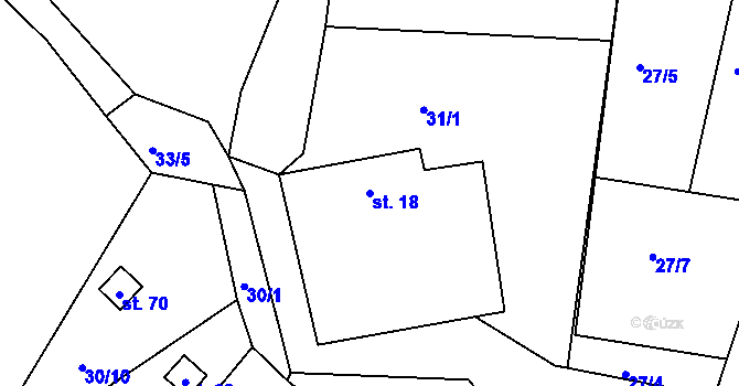 Parcela st. 18 v KÚ Jasinov, Katastrální mapa