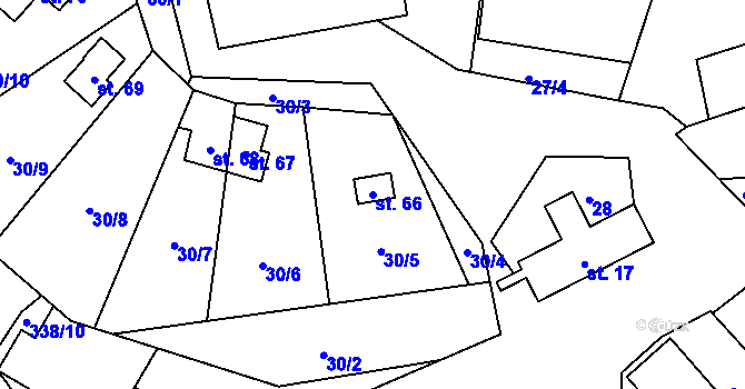 Parcela st. 66 v KÚ Jasinov, Katastrální mapa