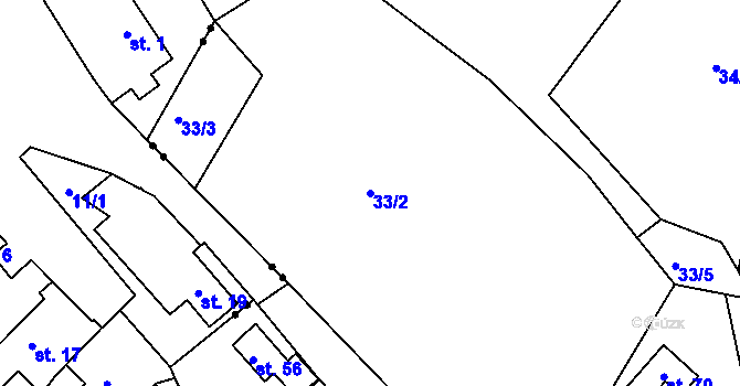 Parcela st. 33/2 v KÚ Jasinov, Katastrální mapa