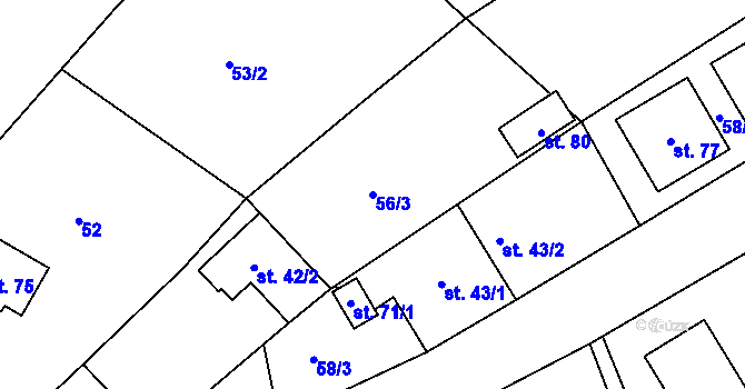 Parcela st. 56/3 v KÚ Jasinov, Katastrální mapa