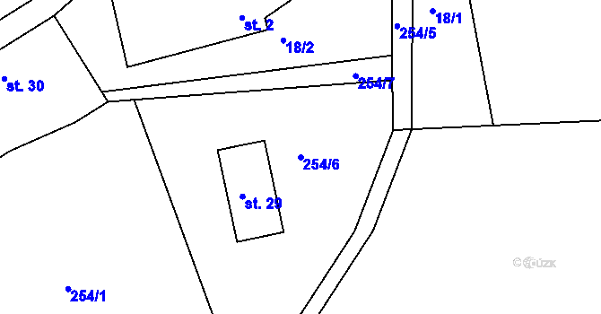 Parcela st. 254/6 v KÚ Jasinov, Katastrální mapa