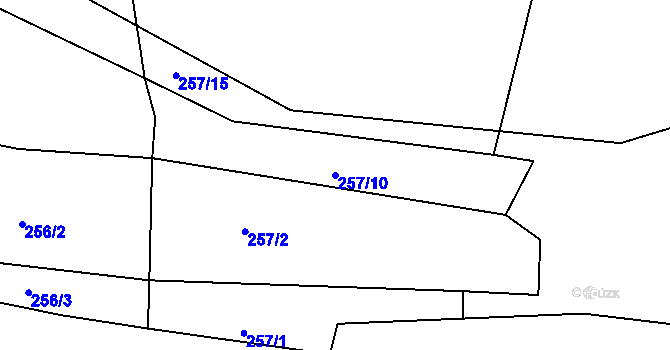 Parcela st. 257/10 v KÚ Jasinov, Katastrální mapa