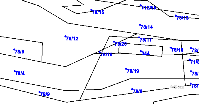 Parcela st. 78/10 v KÚ Jasinov, Katastrální mapa