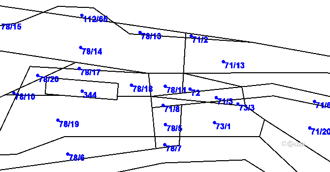 Parcela st. 78/11 v KÚ Jasinov, Katastrální mapa