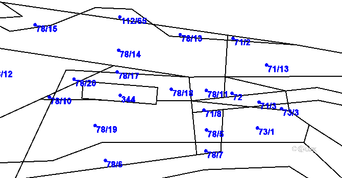 Parcela st. 78/18 v KÚ Jasinov, Katastrální mapa