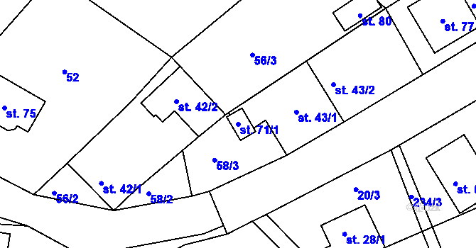 Parcela st. 71/1 v KÚ Jasinov, Katastrální mapa