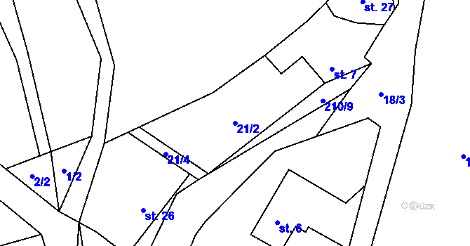 Parcela st. 21/2 v KÚ Ořechov u Letovic, Katastrální mapa