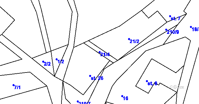 Parcela st. 21/4 v KÚ Ořechov u Letovic, Katastrální mapa