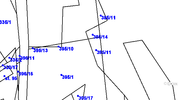 Parcela st. 395/11 v KÚ Javorek, Katastrální mapa