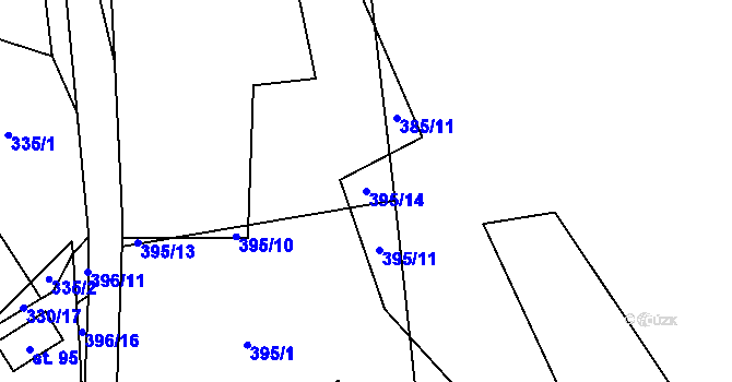 Parcela st. 395/14 v KÚ Javorek, Katastrální mapa
