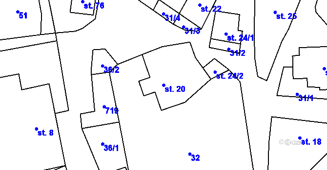 Parcela st. 20 v KÚ Javorek, Katastrální mapa
