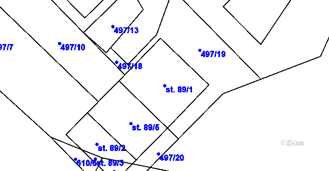Parcela st. 89/1 v KÚ Javorek, Katastrální mapa