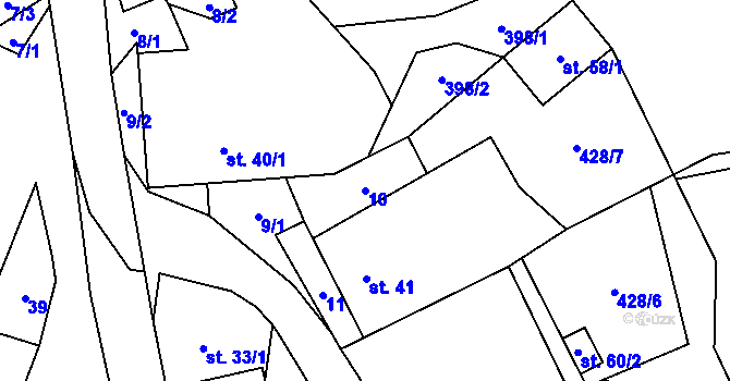 Parcela st. 10 v KÚ Javorek, Katastrální mapa
