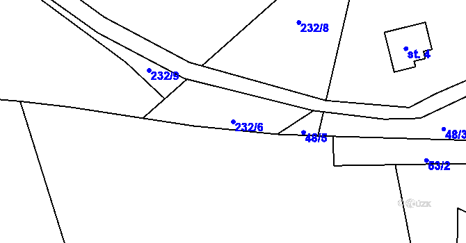 Parcela st. 232/6 v KÚ Javorek, Katastrální mapa