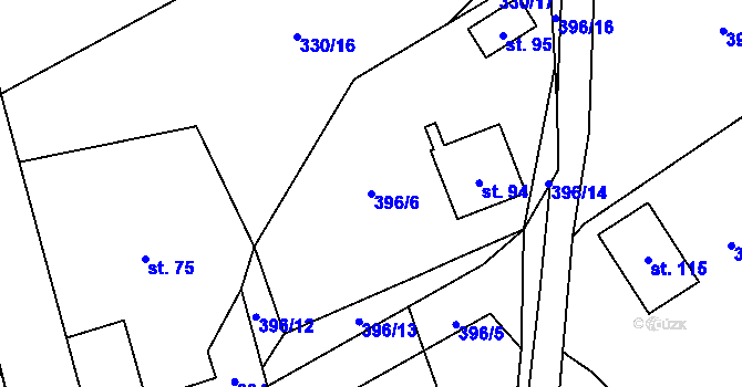 Parcela st. 396/6 v KÚ Javorek, Katastrální mapa