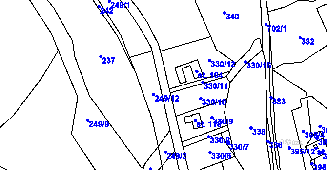 Parcela st. 695 v KÚ Javorek, Katastrální mapa