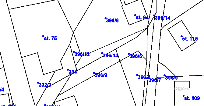 Parcela st. 396/13 v KÚ Javorek, Katastrální mapa