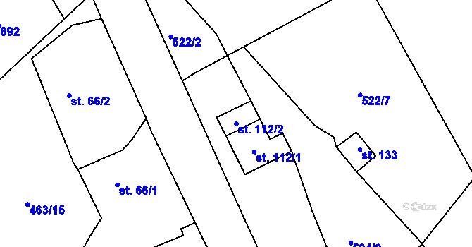 Parcela st. 112/2 v KÚ Javorná u Toužimi, Katastrální mapa