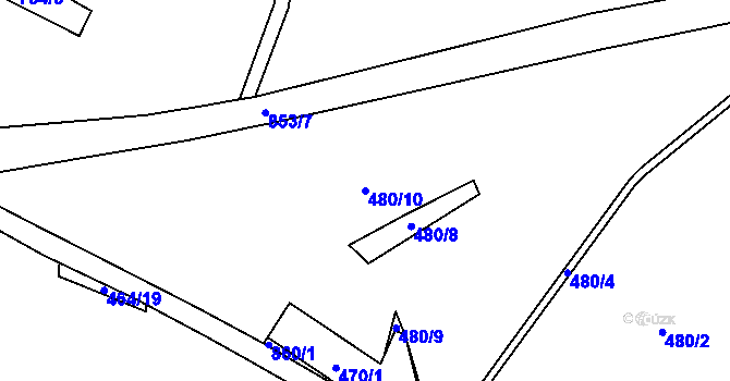 Parcela st. 480/10 v KÚ Javorná u Toužimi, Katastrální mapa