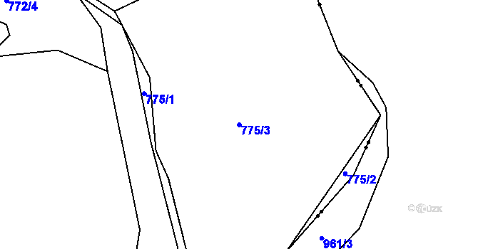 Parcela st. 775/3 v KÚ Javorná u Toužimi, Katastrální mapa