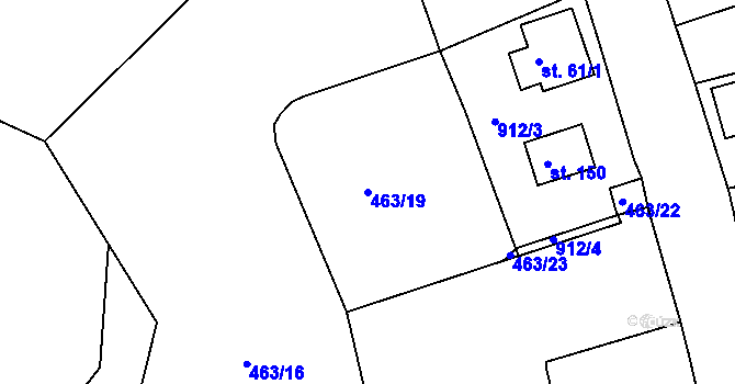 Parcela st. 463/19 v KÚ Javorná u Toužimi, Katastrální mapa