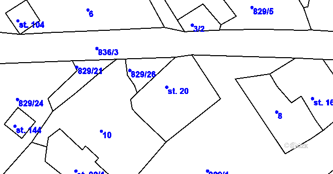 Parcela st. 20 v KÚ Javorná u Toužimi, Katastrální mapa
