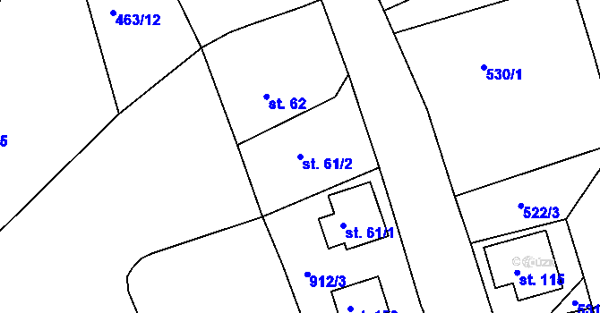 Parcela st. 61/2 v KÚ Javorná u Toužimi, Katastrální mapa