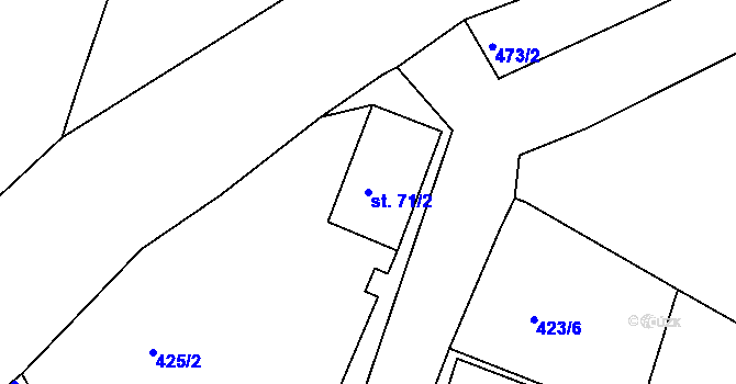 Parcela st. 71/2 v KÚ Javorná u Toužimi, Katastrální mapa