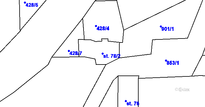 Parcela st. 78/2 v KÚ Javorná u Toužimi, Katastrální mapa