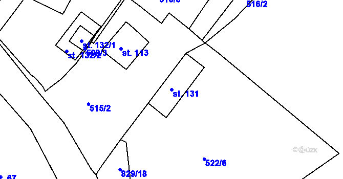 Parcela st. 131 v KÚ Javorná u Toužimi, Katastrální mapa