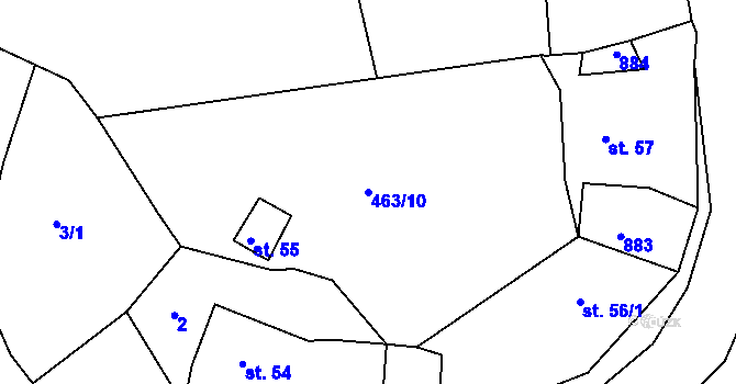 Parcela st. 463/10 v KÚ Javorná u Toužimi, Katastrální mapa