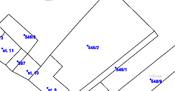 Parcela st. 546/2 v KÚ Javorná u Toužimi, Katastrální mapa